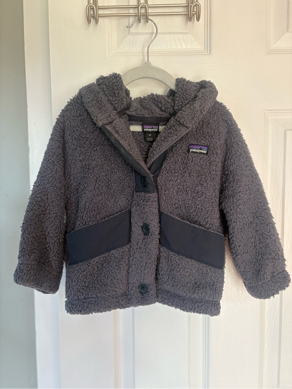 3T Patagonia Kids' Charcoal Gray Sherpa Hooded Los Gatos Jacket